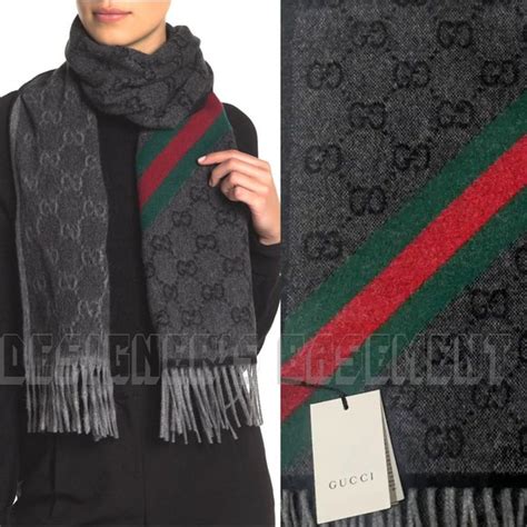 gucci nikky scarf|black Gucci scarf with trim.